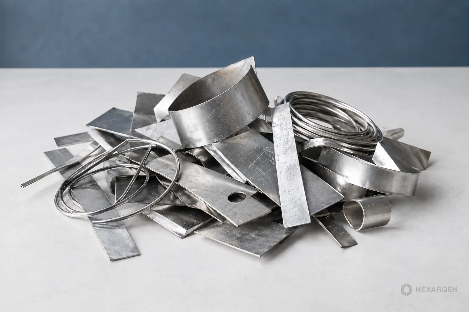 Illustrative metal offcuts and wire