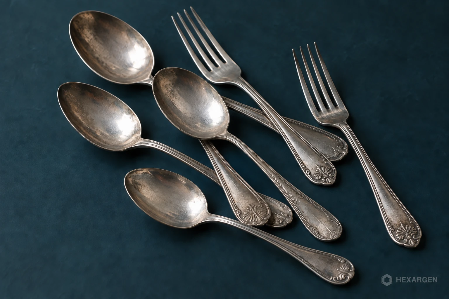 Illustrative used silver-coloured cutlery